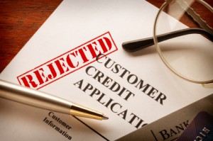 Credit application with the words rejected in red
